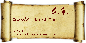 Oszkó Harkány névjegykártya